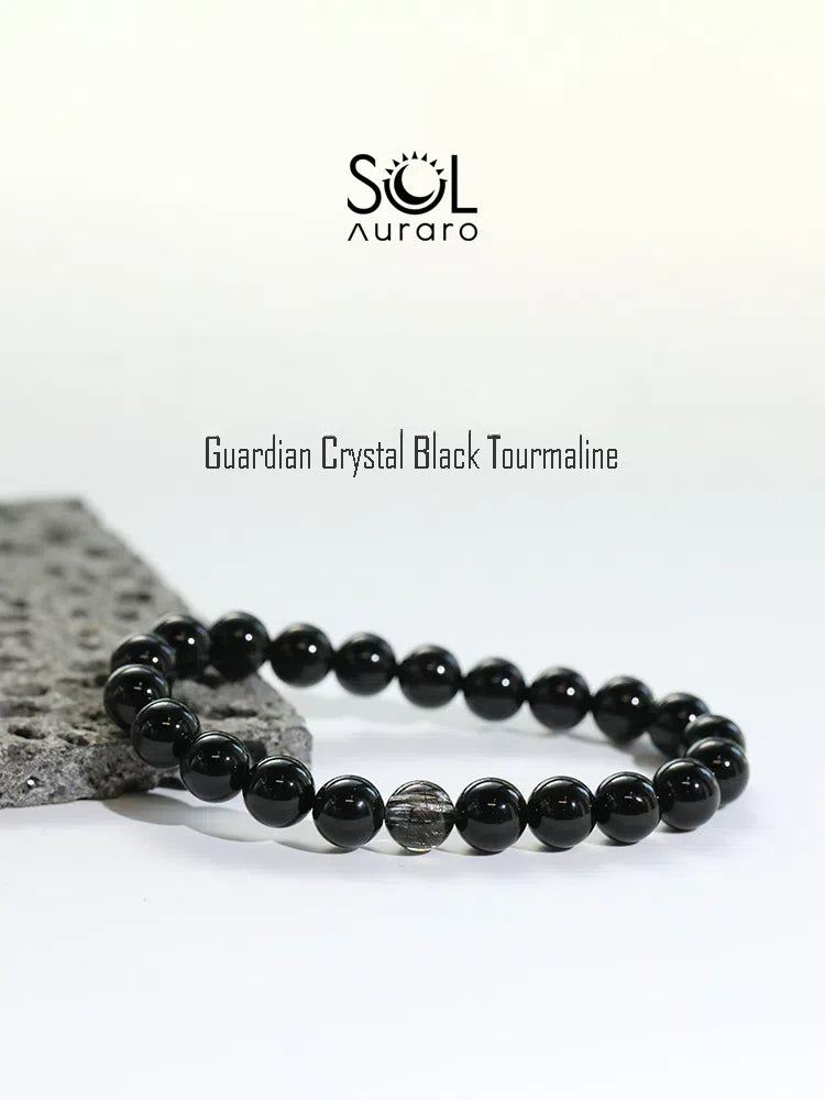 Natural Black Tourmaline, Black Warrior, and Black Quartz Bracelet - KillBigCompany