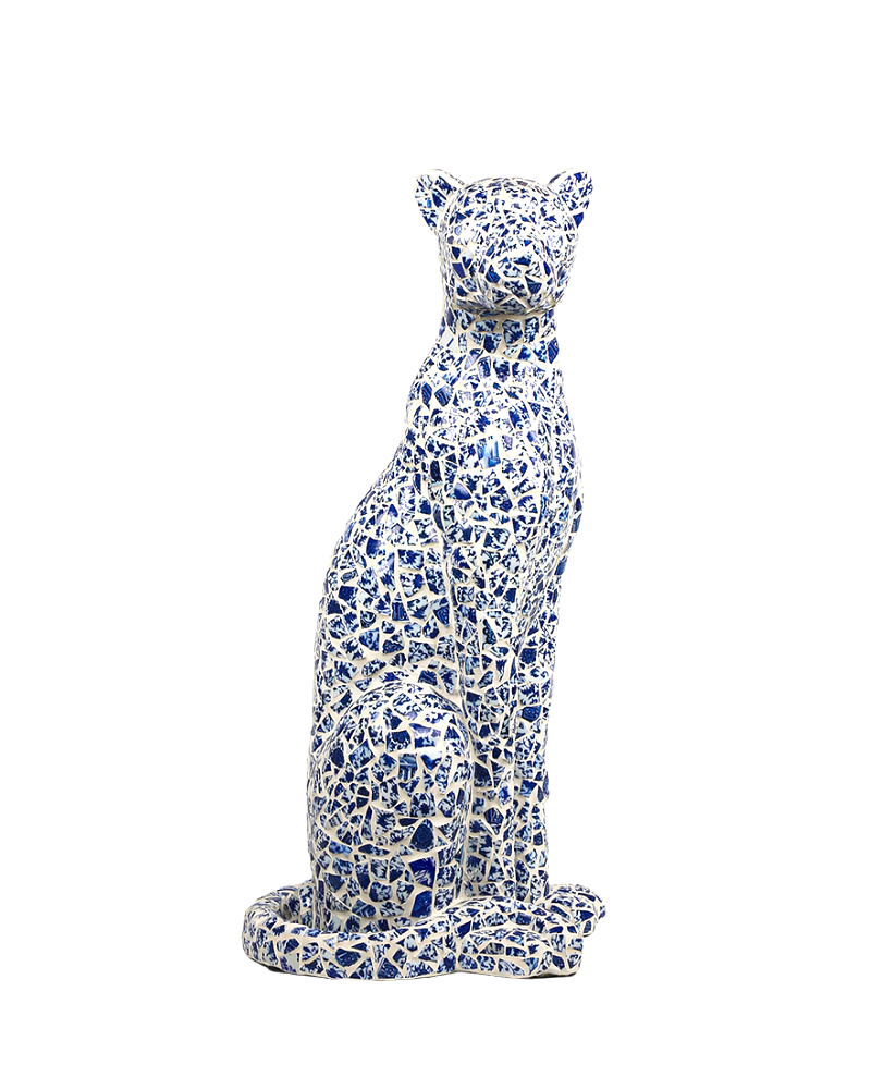 Mosaic Porcelain Leopard Sculpture BennyHome