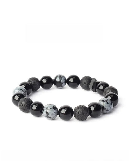 Black Dimension Bracelet – Snowflake Obsidian & Agate, Perfect Gift for Men or Couples - KillBigCompany