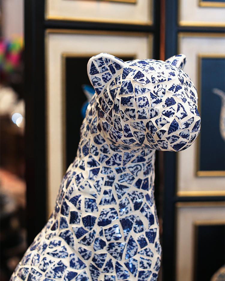 Mosaic Porcelain Leopard Sculpture BennyHome