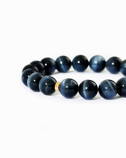 18K Gold Natural Blue Tiger Eye Stone Bracelet - KillBigCompany