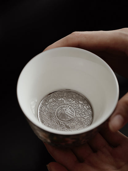 Cloisonné-Style Silver Enamel Tea Cup JiXianSheng