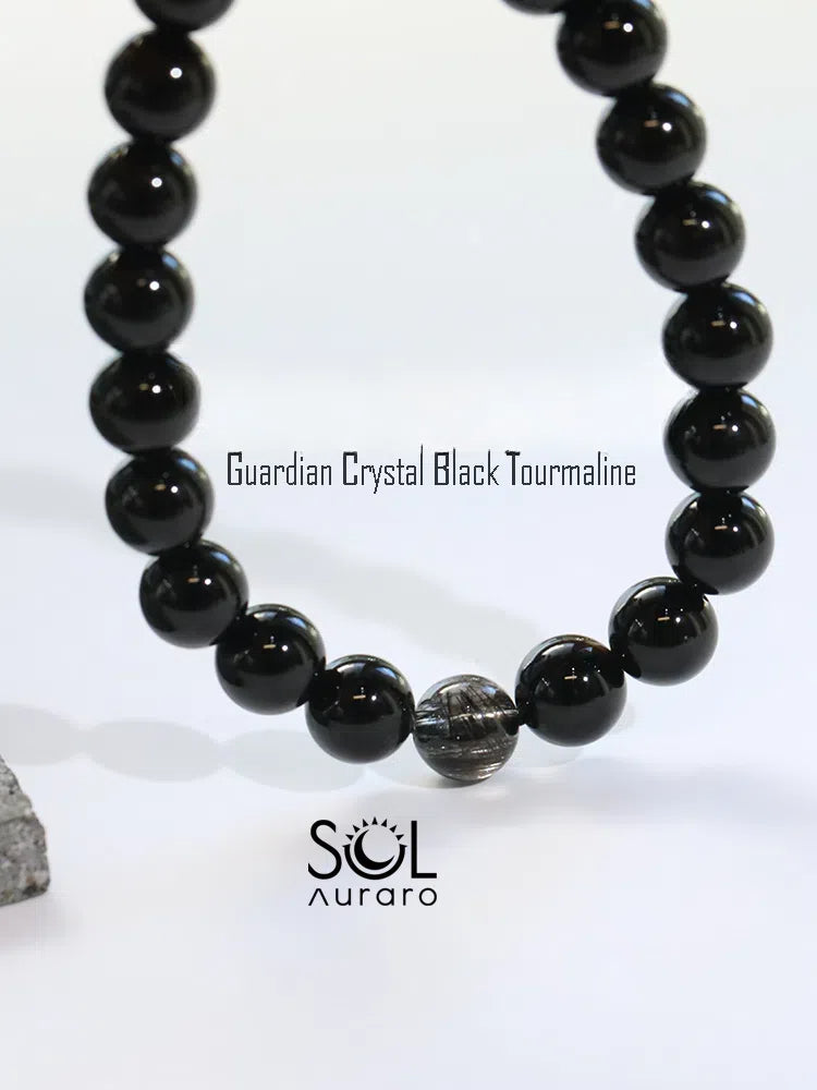 Natural Black Tourmaline, Black Warrior, and Black Quartz Bracelet - KillBigCompany