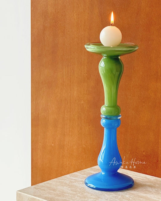 Blue-Green Dual-Tone Candle Holder Galle