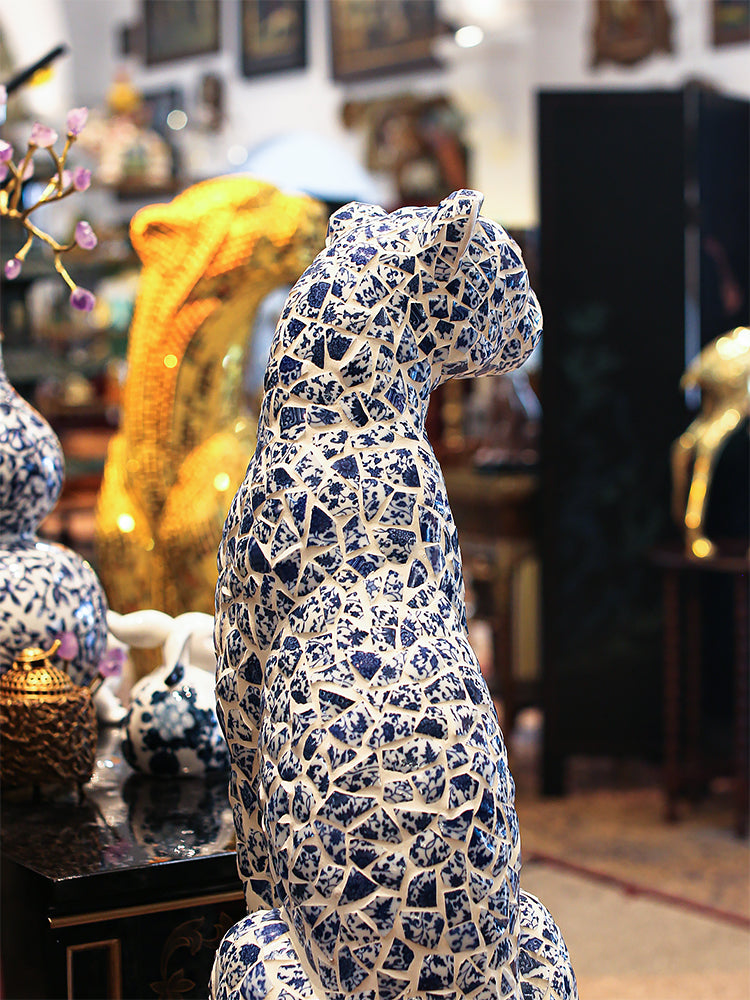 Mosaic Porcelain Leopard Sculpture BennyHome