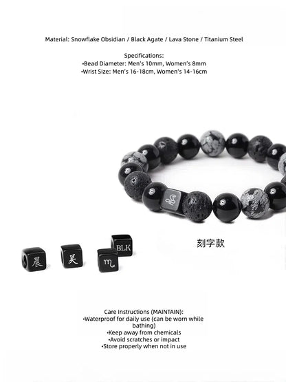 Black Dimension Bracelet – Snowflake Obsidian & Agate, Perfect Gift for Men or Couples - KillBigCompany