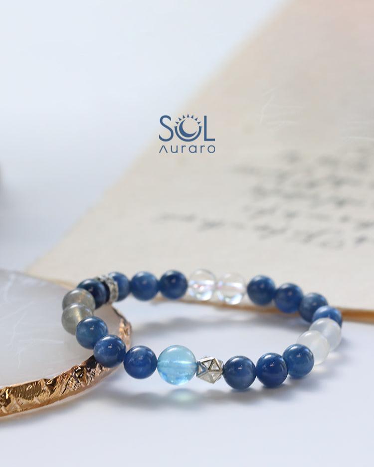 Natural Kyanite, Aquamarine, Moonstone, and Clear Quartz Bracelet - KillBigCompany