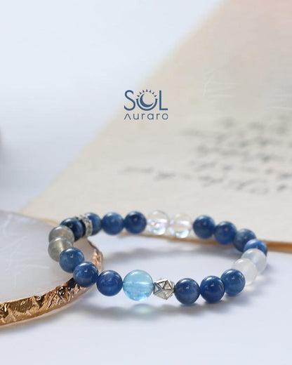 Natural Kyanite, Aquamarine, Moonstone, and Clear Quartz Bracelet - KillBigCompany