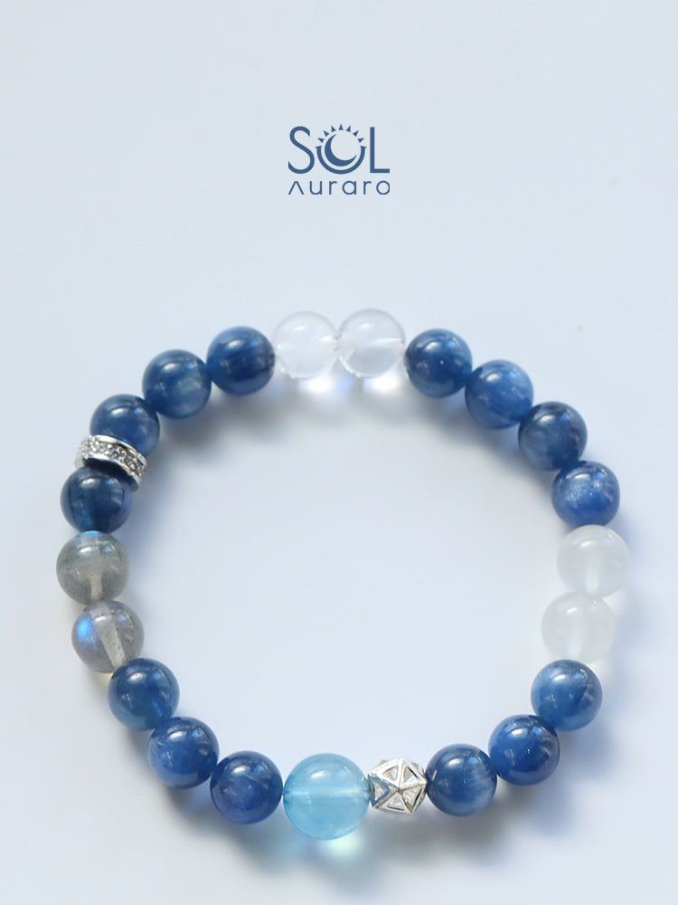 Natural Kyanite, Aquamarine, Moonstone, and Clear Quartz Bracelet - KillBigCompany