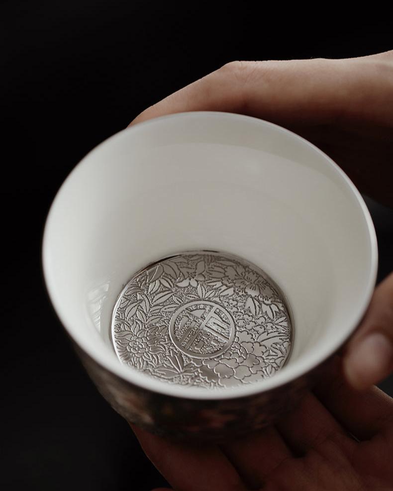 Cloisonné-Style Silver Enamel Tea Cup JiXianSheng