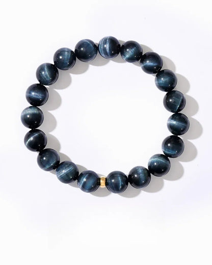 18K Gold Natural Blue Tiger Eye Stone Bracelet - KillBigCompany