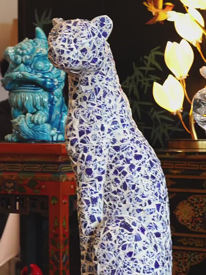 Mosaic Porcelain Leopard Sculpture