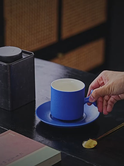 Ceramic Klein Blue Coffee Cup & Saucer Set